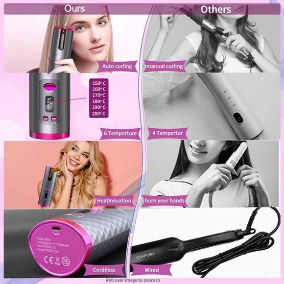 SENLLY Cordless Automatic Hair Curler, Auto Curling Iron with Adjustable 6 Tempe - Picture 4 of 6